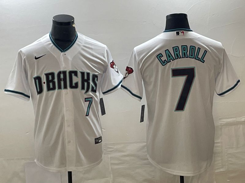 Men Arizona Diamondback #7 Carroll White Game Nike 2023 MLB Jersey->arizona diamondback->MLB Jersey